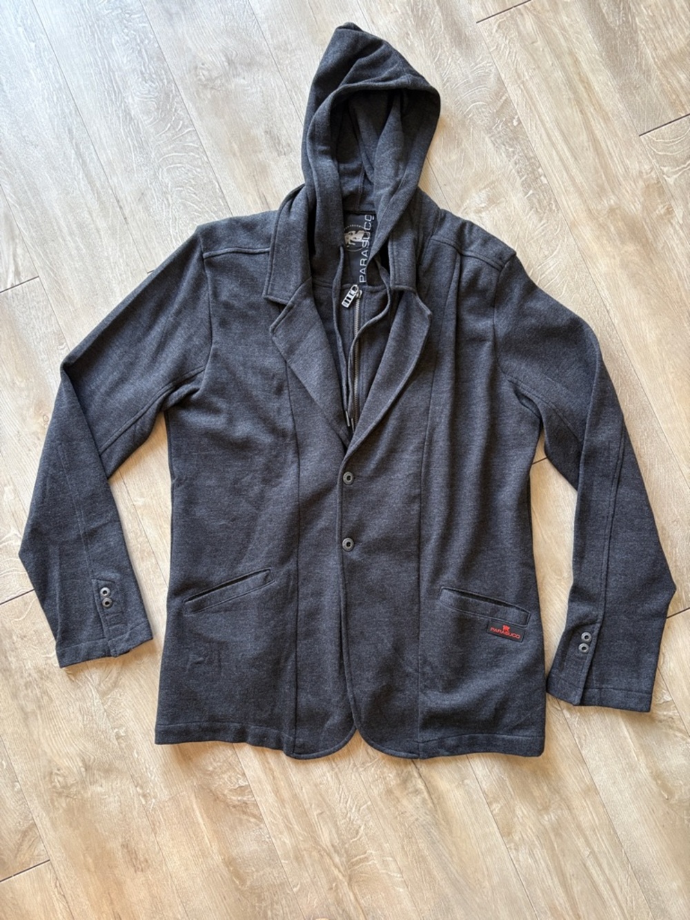 Parasuco Men’s Hooded Blazer Jacket Size XL Dark Grey